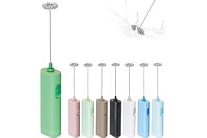 ELMWAY Powerful Electric Milk Frother, Battery Operated Drink Blender, Foam Maker Mixer, Milk Frother Handled for Coffee, Latte, Matcha, Protein Powder (Green)