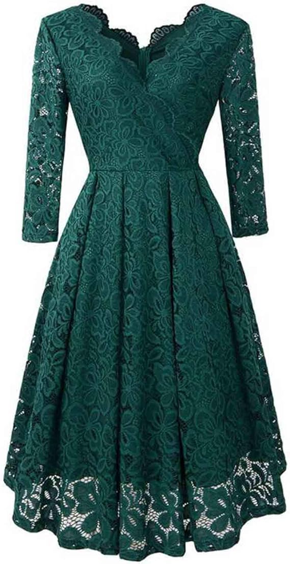Amazon Co Jp ワンピース レディース オシャレ ひざ丈ドレス レース 透かし彫り セクシー パーティー ドレス Vネック 長袖 フォーマル ワンピース 体型カバー 大きいサイズ 舞台衣装 イブニングドレス 春 秋 冬 お呼ばれ 結婚式 二次会 演奏会 服 ファッション小物