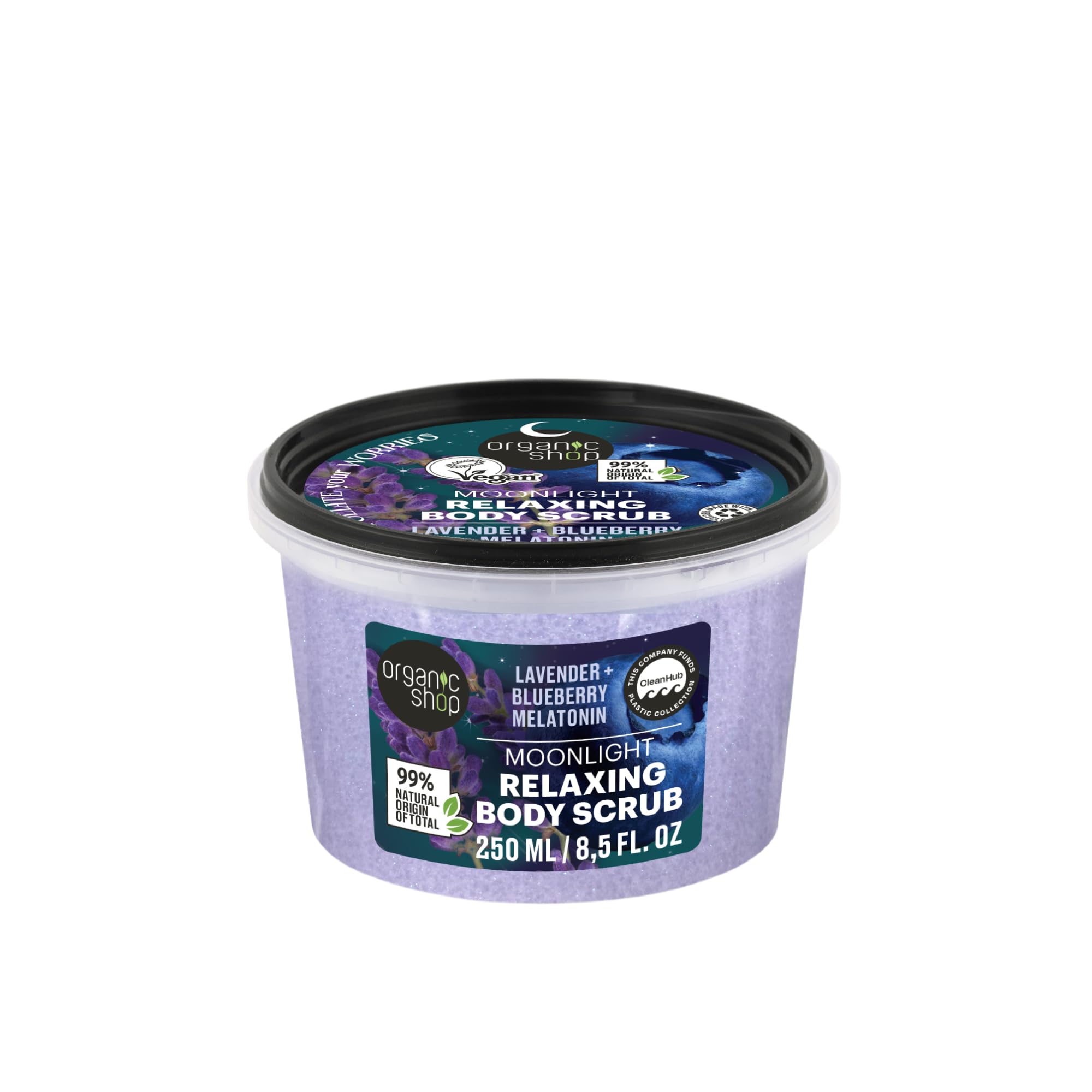 Organic Shop 250ml Body Scrub Sleep Moonlight Relaxing Exfoliate Your Worries Lavender & Blueberry