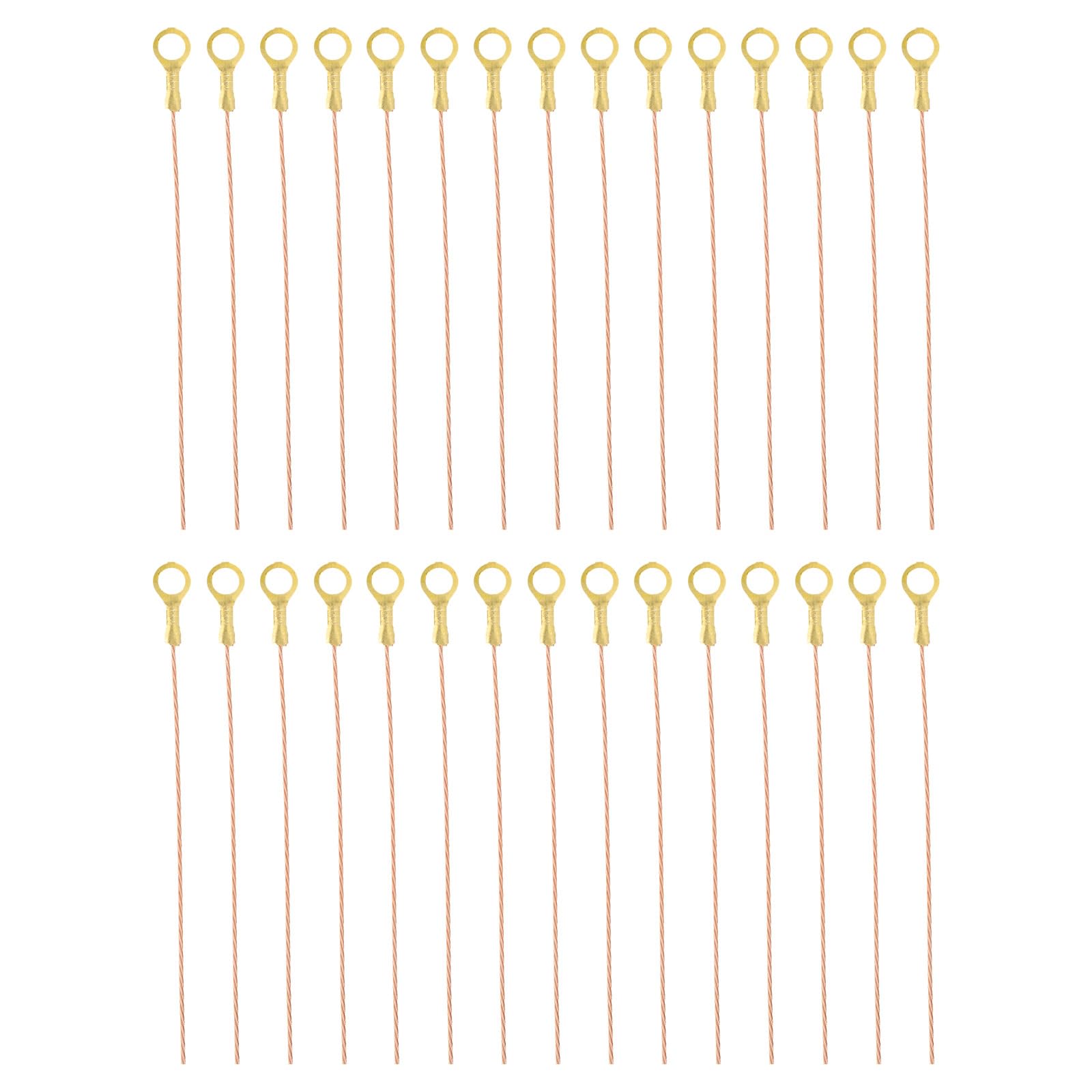 PATIKIL 8 Inch Bare Copper Wire, 30 Pcs Braided Copper Cables with Lugs, Non-insulated Kit for Lighting Grounding