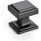 Ravinte Matte Black Square Kitchen Cabinet Knobs,Single Hole,30 Pack | 1" Diameter, Zinc Alloy Solid Pull Feel, Big Base, Screws Included, Cabinet Hardware for Dresser Drawer Pulls and Knobs