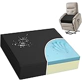 Shinnwa Gel Memory Foam Recliner Cushion for Elderly, Waterproof Faux Leather Chair Pad, Dual-Layer Foam Seat Cushion for Couch, Armchair, Wicker Chairs, Floor, 20 × 20 × 5in, Black