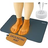 GAYA Grounding Mat for Feet, Sleep Improvement, Back Pain Relief, Muscle Relaxation & Stress, Including 15ft Cord, 100K Ohm Resistor | Conductive Carbon | Earthing Pads for Bed Couch, Desk (24''X16'')