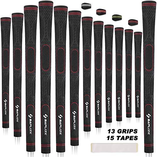 SAPLIZE Golf Grips Standard/Midsize 13 Grips with 15 Tapes or 13 Grips with Complete Regripping Kit Rubber Golf Club Grips SAPLIZE Golf Grips Standard/Midsize 13 Grips with 15 Tapes or 13 Grips with Complete Regripping Kit Rubber Golf Club Grips