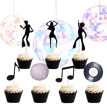Jevenis Set Of 35 70 S Disco Cupcake Topper 70 S Disco Cake