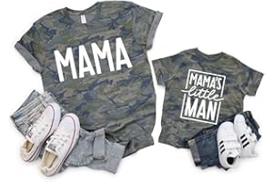 LOTUCY Mom and Son Matching Outfits Mama and Mama's Litter Man Print Shirts Cute Mom and Son Mothers Gifts