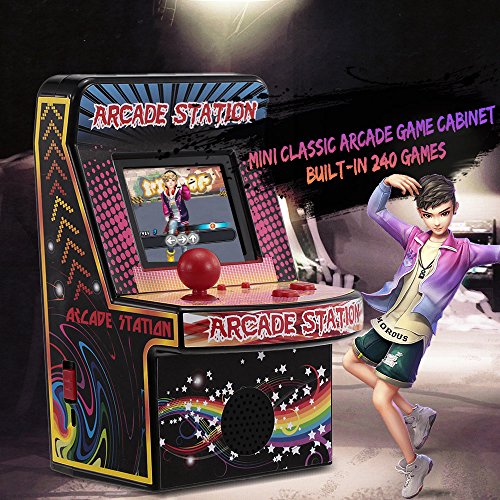 Goolsky 8 Bit Mini Classic Arcade Game Cabinet Machine Retro Handheld Video Player with Built-in 240 Games Portable Gaming Electronic Novelty Toys