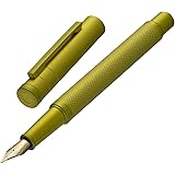 Asvine Mustard Yellow Forest Fountain Pen Fine Nib, Classic Design with Converter and Metal Pen Case, The Light of Hope Seris