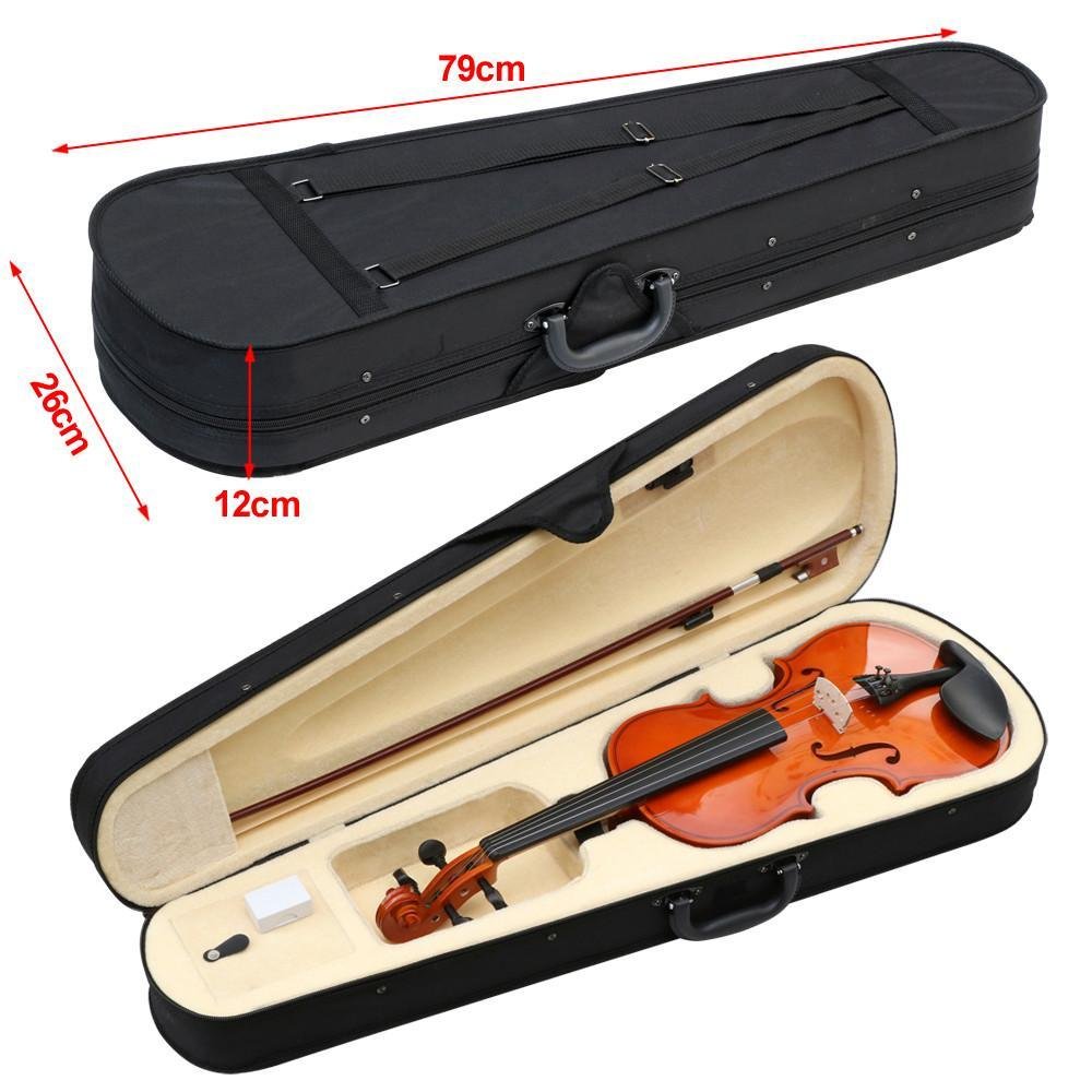 Popamazing New 4/4 Full Size Natural Acoustic Violin Set Antique Wood Violin with Bow&Rosin Cake&Bridge&Strings + Carry Case