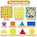JoyGrow 2 in 1 Button Art Color Matching Mosaic Pegboard Set Toddler Toys Color & Geometry Shape Cognition Skill Learning Educational Toys for Boys Girls (72 PCS Buttons and 24 templates )
