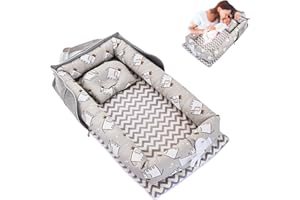 Baby Lounger Cover for Newborn 100% Cotton,Loevin Baby Nest Co Sleeping Baby Bed Portable,Newborn Lounger Adjustable Size & Strong Zipper Lengthen Space to 3 Tears Old