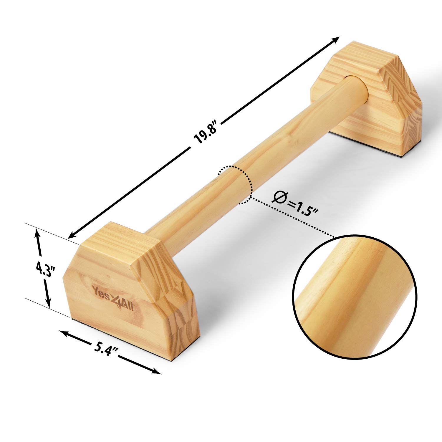 Yes4All Steel/Solid Wood Push Up Stand Parallel Bars Parallettes Non-slip Rubber Feet For Floor Use, Supports Calisthenics Exercises and Upper Body Strength Workouts Perfect For Men And Women