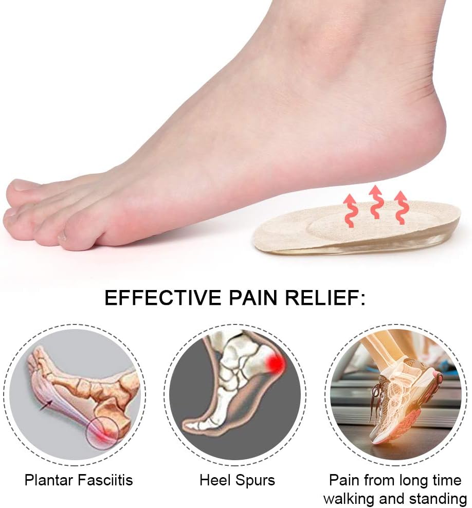Beautulip Gel Heel Cup Leg Length Discrepancy Heel Cushion Shock Absorb Ankle Pain Sever's Disease Relieve Women's 7-12 / Men's 6-11: Health & Personal Care
