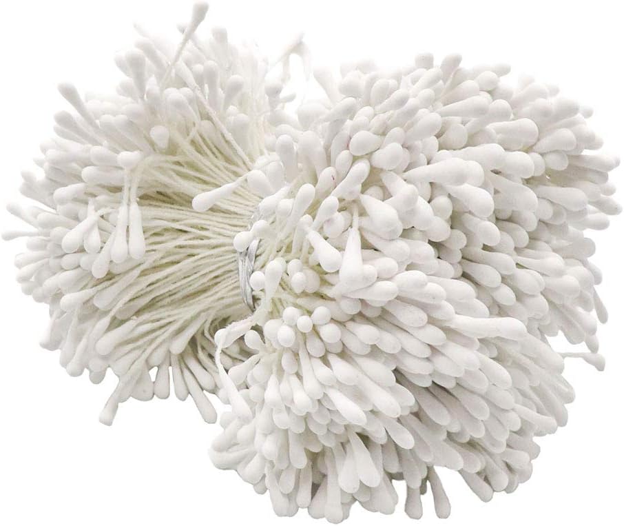 2x576pcs Matte White 1mm Flower Stamen Floral Stamen for Decoration (white)
