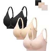 HBselect Wireless Jelly Bras for Women 3 Pack Supportive Push Up Bras No Underwire Seamless Tshirt Bra Comfort Bralettes