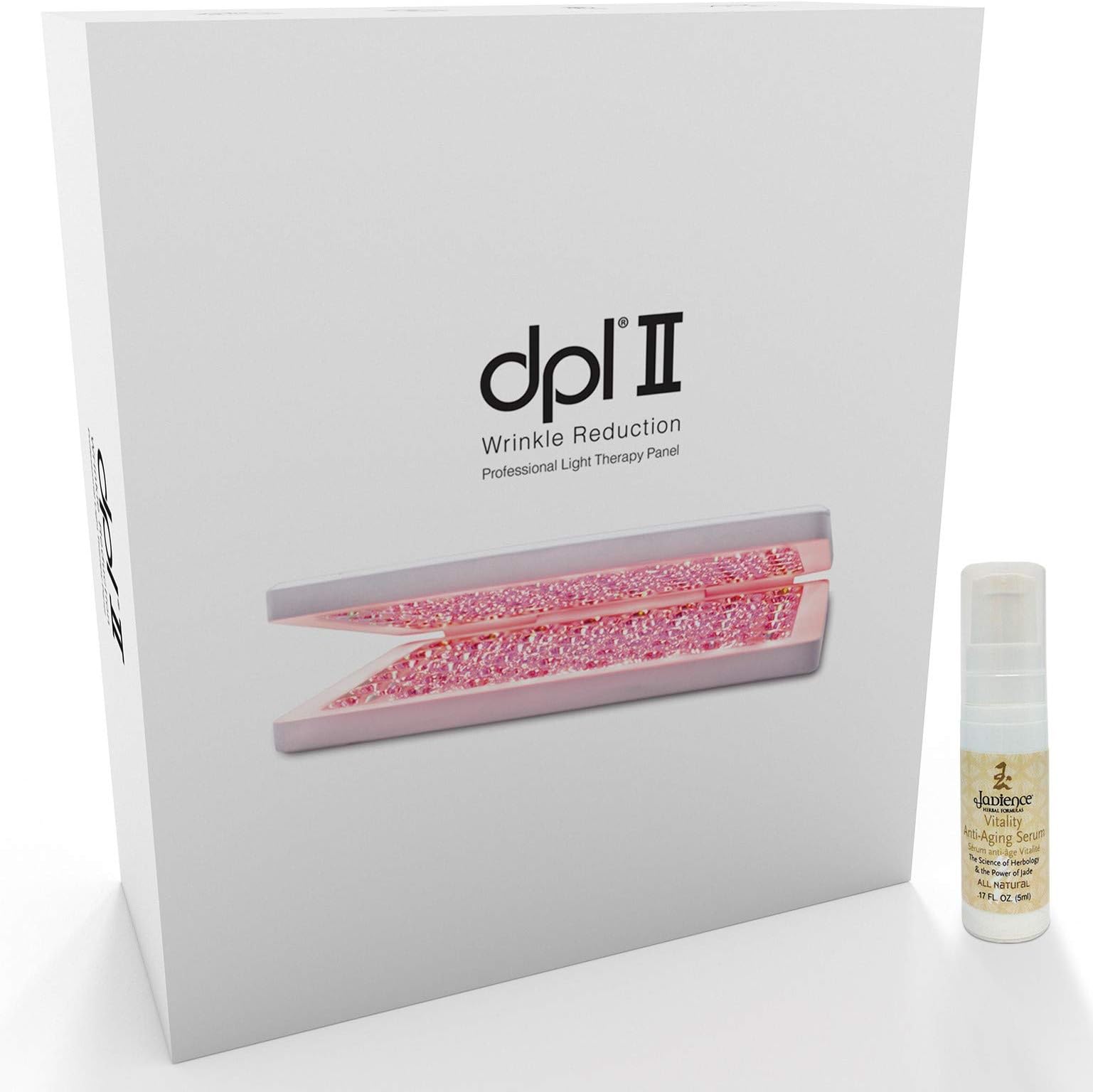 DPL II “Full Face” LED Light Therapy Panel & Jadience Hyaluronic Acid Serum (.17oz) Kit: Anti-Aging in Only 3 Minutes/Day - Reduce Fine Lines & Lighten Age/Dark Spots - Face, Neck, Chest, Hands & Body