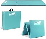 OZE SPORTS Gymnastic Tumble Exercise Mat 6FT Tri Folding Teal Non Slip PU