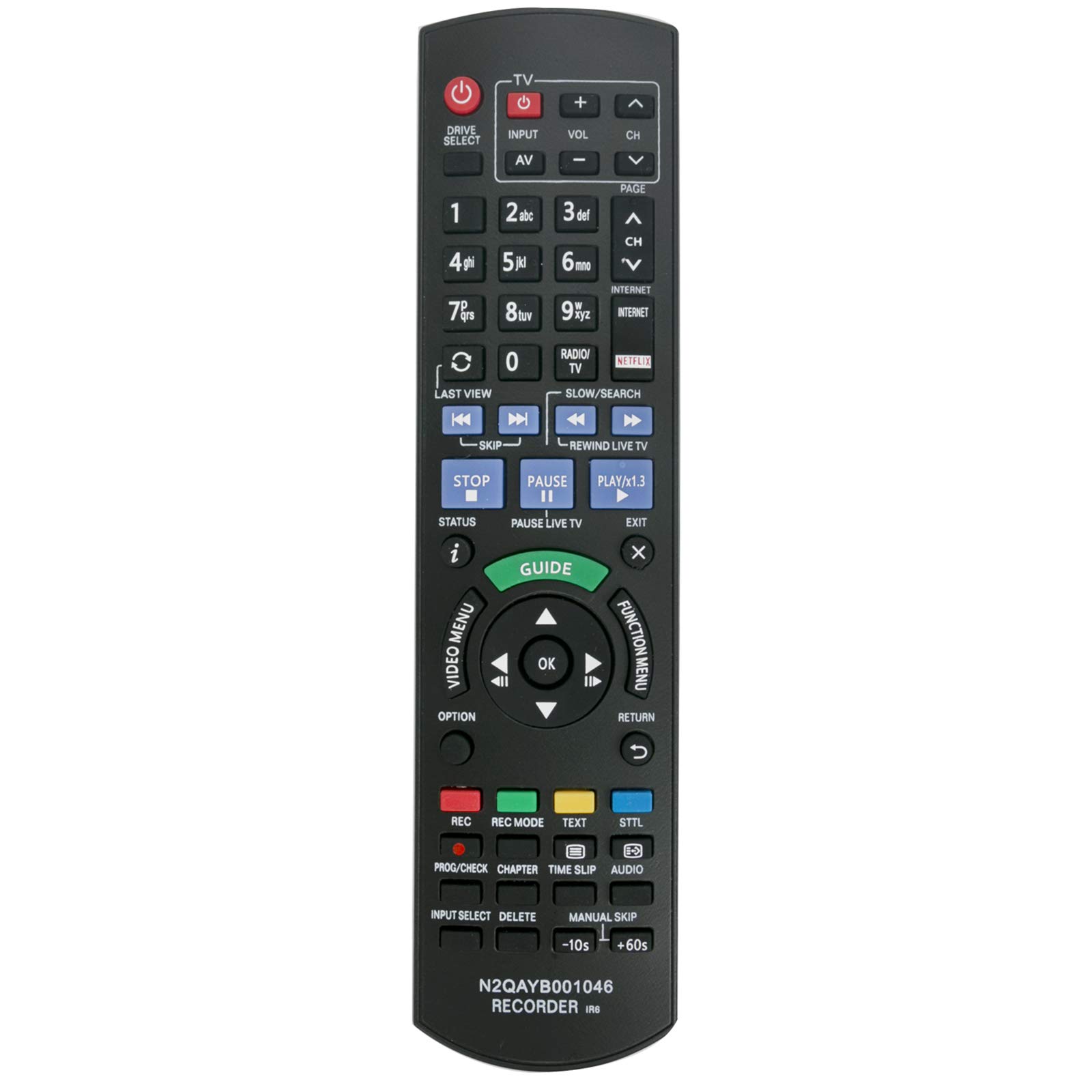 N2QAYB001046 Replacement Remote Control Compatible with Panasonic Blu-ray Disc Player DMR-PWT550 DMR-BWT720 DMR-BST720 DMR-BST721 DMR-BWT735 DMR-BWT750 DMR-BWT750GL DMR-BST820 DMRPWT550 DMRBWT720