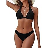 Zojuyozio Women's Bikini Sets Halter Triangle Swimsuit 2 Piece Bathing Suit