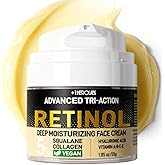 Retinol Moisturizer Anti-Aging Face Cream - Triple Retinol, 5% Squalane, Hyaluronic Acid, Collagen, Peptides, Niacinamide - Hydrating & Firming Wrinkle Night Cream, Fragrance Free, 1.85oz (Pack of 1)