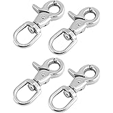 QWORK Swivel Trigger Snap Hook, 4 Pack 2.56" Marine Grade Stainless Steel 316 Swivel Trigger Clip Hook, 130 Lbs Capacity, for Cages, Dog Leash, Flag Pole, Bag, Key Ring
