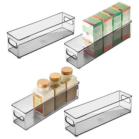 mDesign Juego de 4 cajas organizadoras con asas – Práctico ...