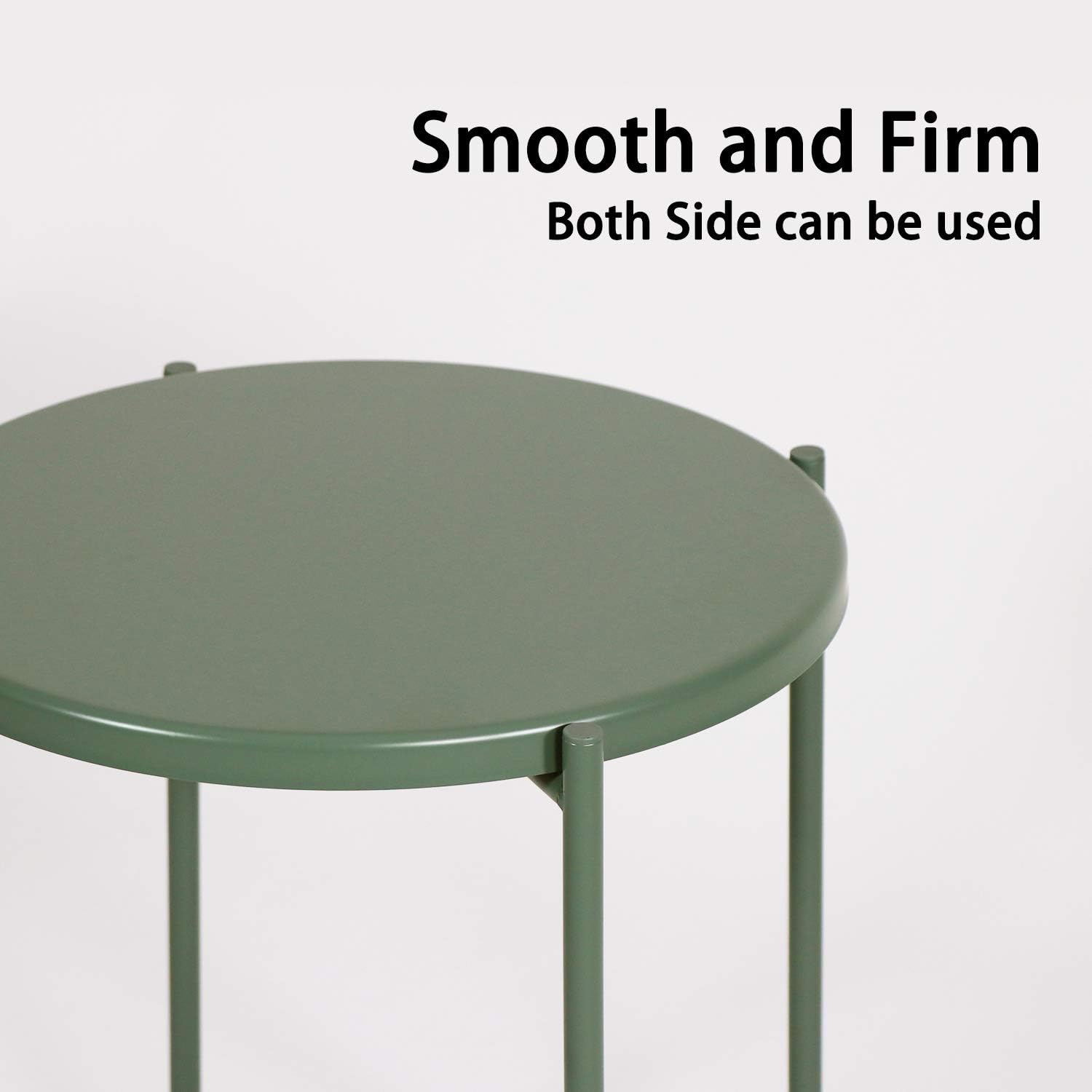 Side Table Small Metal End Table Round Tray Foldable Accent Coffee Table for Living Room Bedroom（18.3”×20.5”Green）: Kitchen & Dining