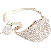 Crossbody Sling Belt Bag - Checkered Fanny Pack Bum Bags for Women Checkered Crossbody Bag Daily Shopping Travel(Beige)