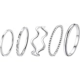 PROSTEEL Stainless Steel Rings Set, Women's Plain Band Knuckle Stacking Midi Rings Comfort Fit, Silver/Gold/Rose Gold/Black Tone, Multi Size #4-#12