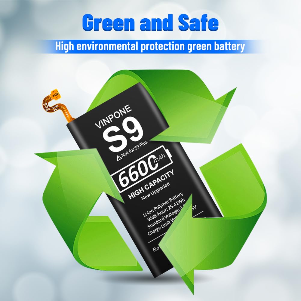 Galaxy S9 Battery, Upgraded 6600mAh Li-ion Replacement Battery for Samsung Galaxy S9 EB-BG960 EB-BG960ABA G960U G960F G960W with Repair Screwdriver Kit Tools