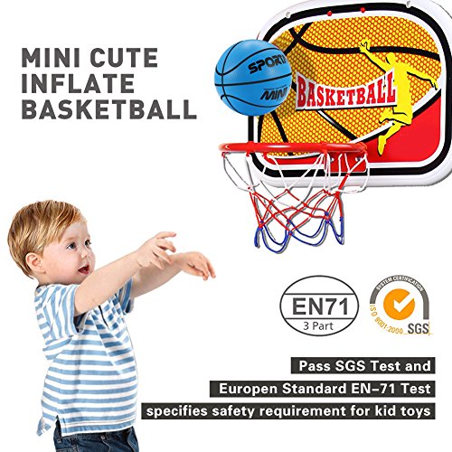 FunHut Basketball Small Light Mini Basketball Toy in Playground or Pool 3 Pcs Children's Toddler 5'' Basketball (blue&green&pink) with a Blue Pump