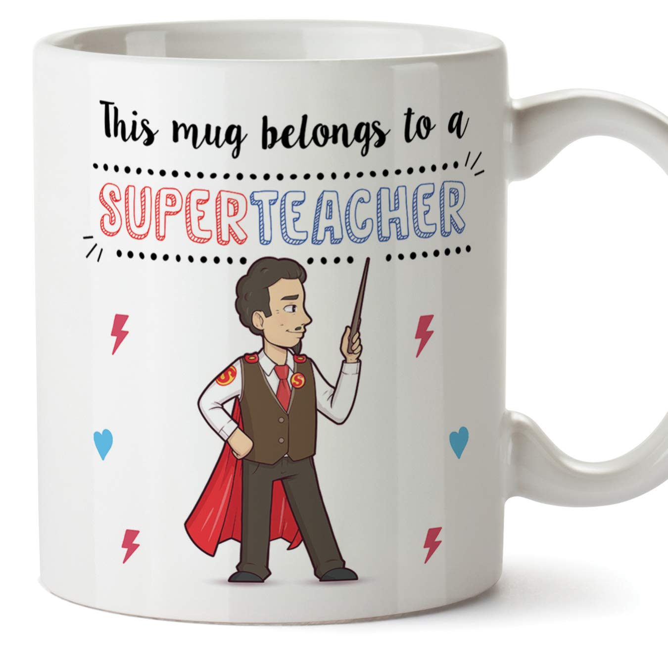 MUGFFINS Teacher Original Mug Cup Perfect - This Mug Belongs to a Super Teacher - 11 oz Ceramic