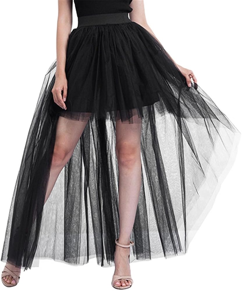 Aimeely Women Elegant Short Front Long Back Tutu Dress High Waist