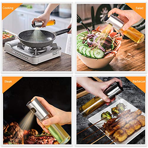 Norbase Olive Oil Sprayer Mister for Cook Refillable Oil and Vinegar Dispenser Glass Bottle with Measurements for BBQ Salad Baking Roasting Grilling Frying Oil Control Diet 100ml with Brush Funnel