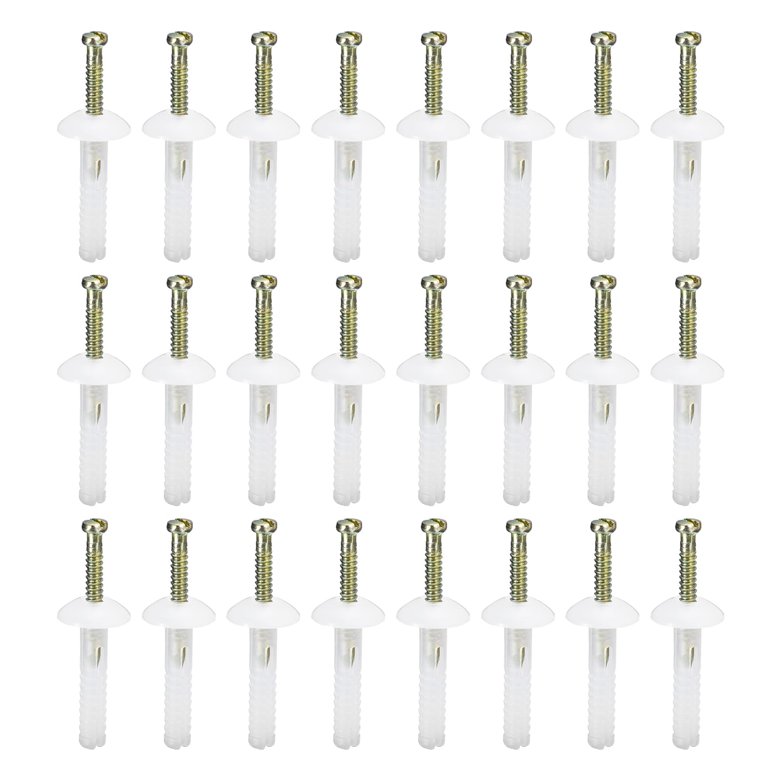 DTGN 3/16" x 1" (D x L) Mushroom Nail Drive Anchors - 50Pack - Good for Furniture Installation - Steel Zinc Nail Nylon Drywall Rivets - White