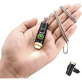 Yemao Rechargeable Keychain Flashlight with Chain,600 High Lumens EDC Pocket Flashlights, Mini Flashlight with 6 Modes for Home Daily Use,Outdoor Emergency (Mini)