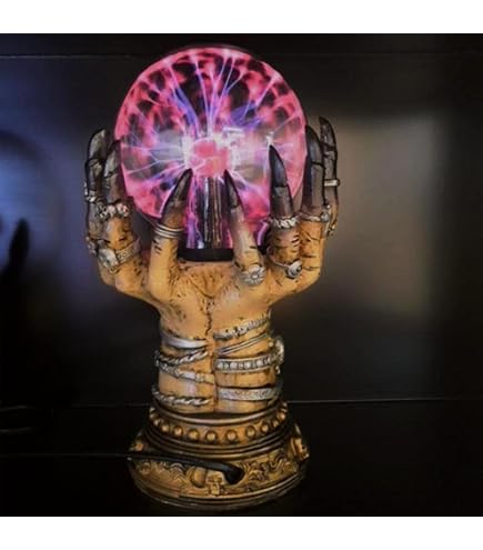 Bola De Cristal De Halloween Con Base De Manos De Bruja – Luz De Plasma Intermitente De Resina De 22x15x10 Cm, Decoración Gótica Para Fiestas Y Ambientes Misteriosos