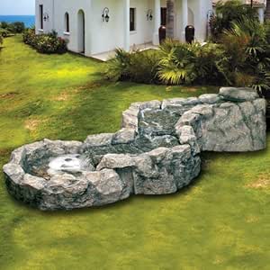 FUENTE EN CASCADA DE POLIRRESINA CON LUZ PARA EXTERIOR JARDÍN, DISEÑO