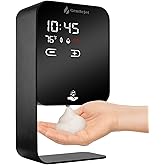GentleJet LuxeJet Automatic Foaming Soap Dispenser Touchless - USB-C or Battery Powered, Aluminum Alloy Body, Wall Mount or Countertop, Digital Display, 5 Adjustable Foam Levels, 16.2 oz