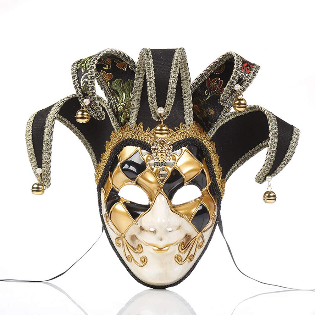 Prevessel Full Face Men Masquerade Mask Jester Masks Women Vintage Venetian Mardi Gras Mask Halloween Party