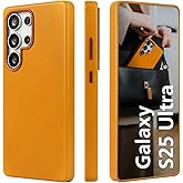 alto Magnetic Leather Case Compatible with Samsung Galaxy S25 Ultra and MagSafe, CLOP Series Drop Protective Italian Leather Cover (S25 Ultra, Caramel Brown, 6.9 inch, 2025)