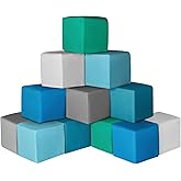 Foam Building Blocks for Kids: 12-Pieces PU Leather Colorful Foam Blocks - Building Toys for Toddler - Giant Stacking Blocks