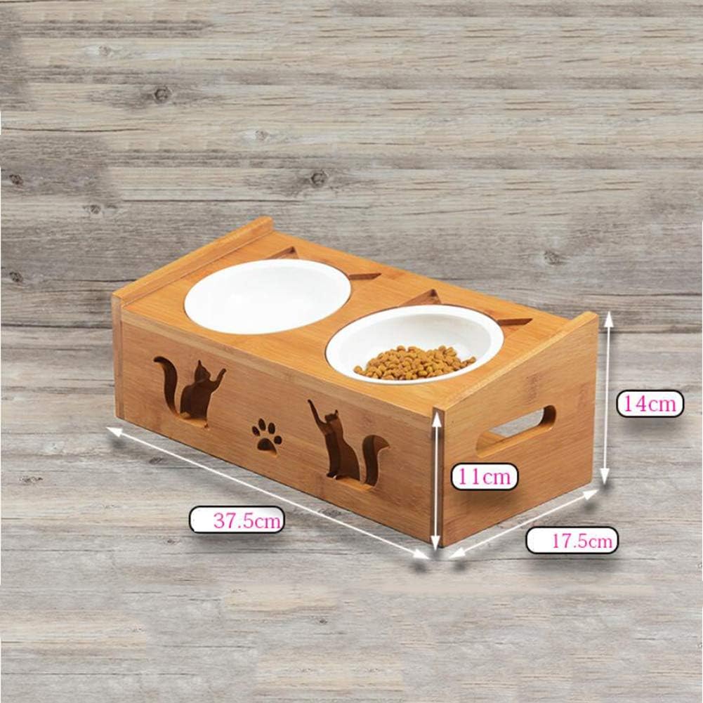 Amazon Com Bamboo Wood Cat Bowl Pet Table Ceramic Dog Bowl Pet