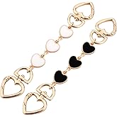 2pcs Bag Extender Chains, Cute Heart Purse Strap Extender Exquisite Bag Charm Wallet Extender Chain Purse Chain Strap Replacement for Handbags Purses (Black, White)