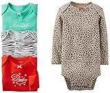 Carter's Baby Girls' 4 Pack Animal Print Bodysuits (Baby) - Assorted