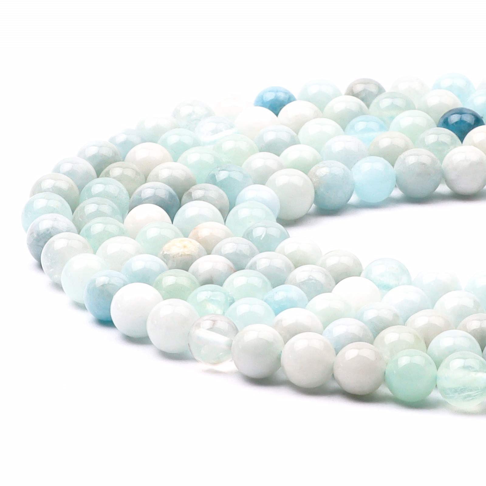 6mm Round Blue Morganite Gemstone Beads, 60-65pcs Loose Smooth Healing Power Stone Beads for Bracelet Necklace Jewellery Making and DIY Crafts, 1 Strand 15.5" — image 1