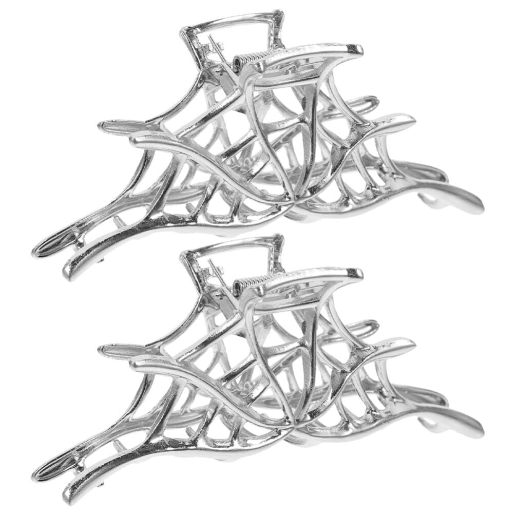 FRCOLOR Metal Spiderweb Hair Claw Clip 2-Pack Durable Alloy Hair Clips for Women Girls Halloween Party Accessories