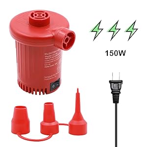 Tuomico Quick Fill Electric Air Pump High Power AC/DC Inflator Deflator Pump Portable Inflatable Pump for Camping Air Mattress Raft Pool Float Toys