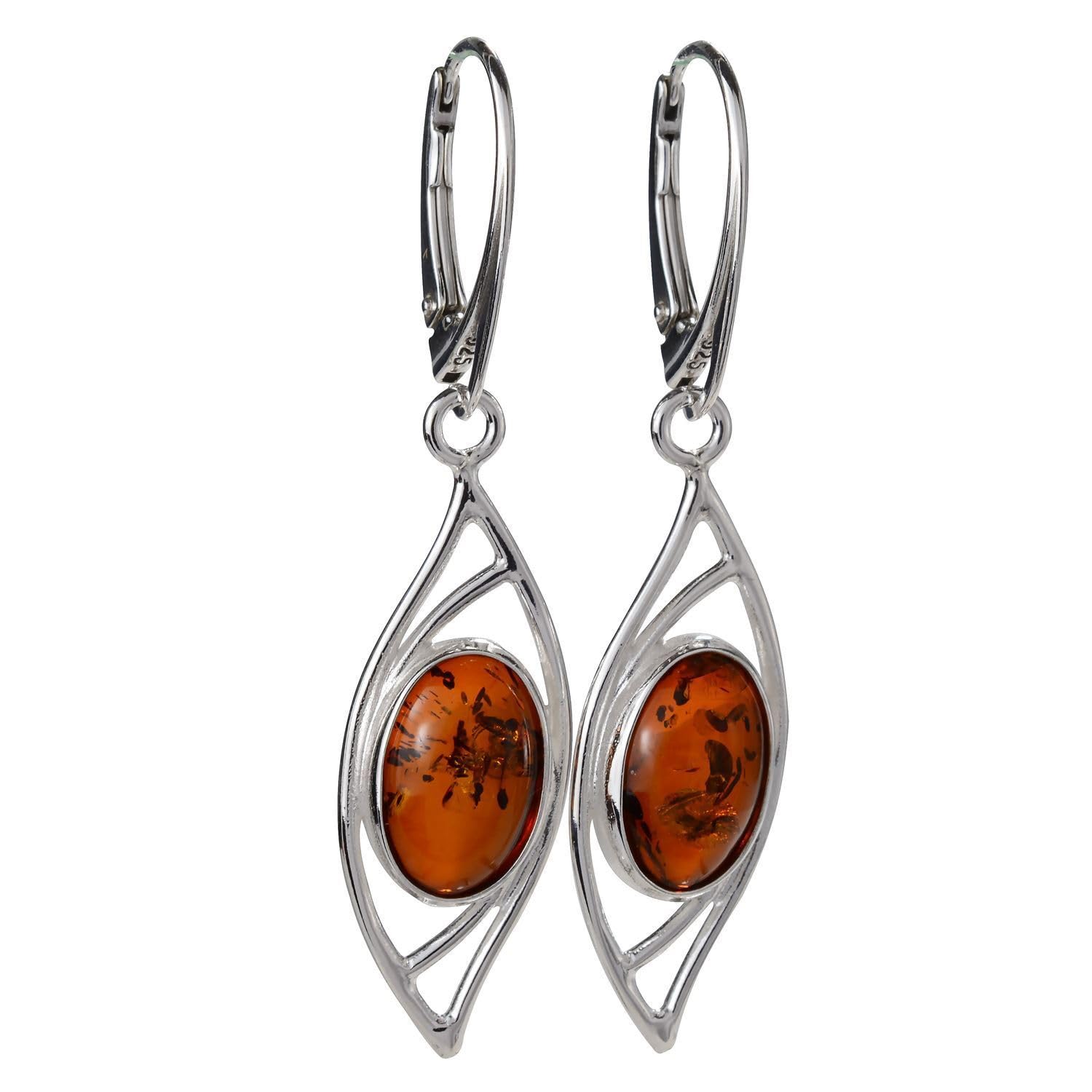 Sterling Silver and Baltic Honey Amber French Leverback Earrings"Autumn"