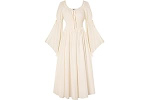 Scarlet Darkness Renaissance Dress for Women Medieval Peasant Dress Long Bell Sleeve Dresses